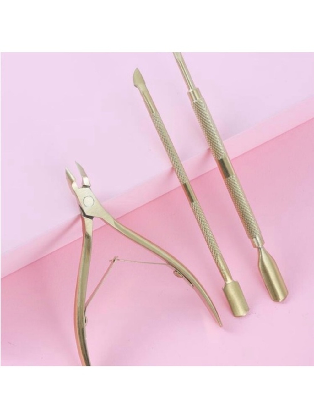 Gold Stainless Steel Cuticle Nipper and Pushers Set